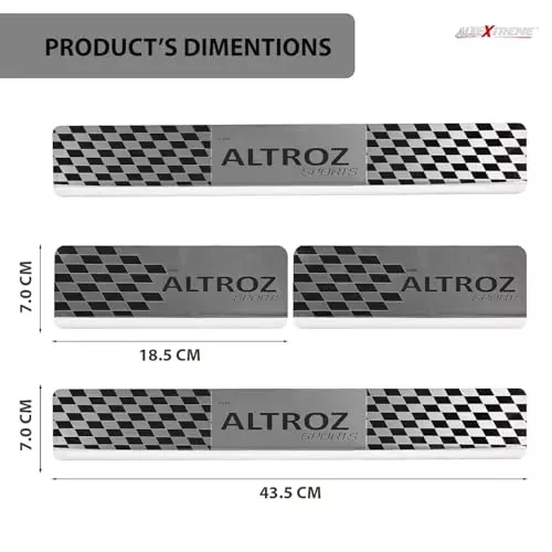 AllExtreme Car Door Foot Step Sill Plate Mirror Finish Silver Stainless Stee Compatible For Altroz (Set of 4)