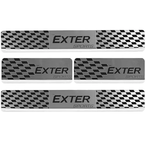 AllExtreme Car Door Foot Step Sill Plate Mirror Finish Silver Stainless Stee Compatible For Exter (Set of 4)