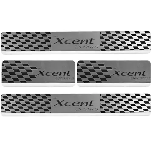 AllExtreme Car Door Foot Step Sill Plate Mirror Finish Silver Stainless Stee Compatible For Xcent (Set of 4)