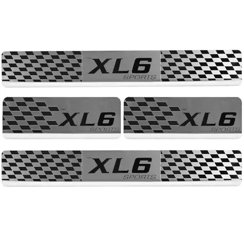 AllExtreme Car Door Foot Step Sill Plate Mirror Finish Silver Stainless Stee Compatible For XL6 (Set of 4)