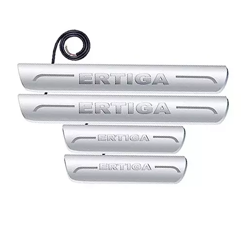 Auto Pearl Car Door Foot Step Led Sill/Scuff Plates Mirror Finish Silver Compatible For Maruti Suzuki Ertiga T2 (2015-2018), LEDSillPLATE_Sil_ErtigaT2_2015_18 (Set of 4)