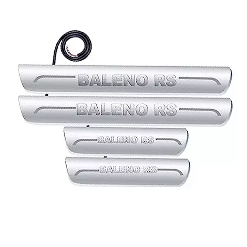 Auto Pearl Car Door Foot Step Led Sill/Scuff Plates Mirror Finish Silver Compatible For Maruti Suzuki Baleno Rs 2017, LEDSillPLATE_Sil_BalenoRS2017 (Set of 4)