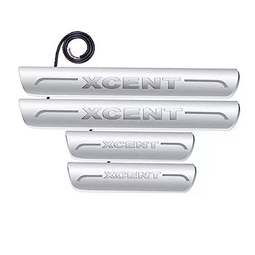 Auto Pearl Car Door Foot Step Led Sill/Scuff Plates Mirror Finish Silver Compatible For Hyundai Xcent 2016, LEDSillPLATE_Sil_Xcent2016 (Set of 4)