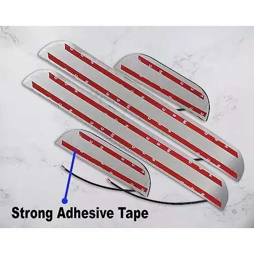 Auto Pearl Car Door Foot Step Led Sill/Scuff Plates Mirror Finish Silver Compatible For Honda Jazz 2015 E Model, LEDSillPLATE_Sil_Jazz2015EModel (Set of 4)