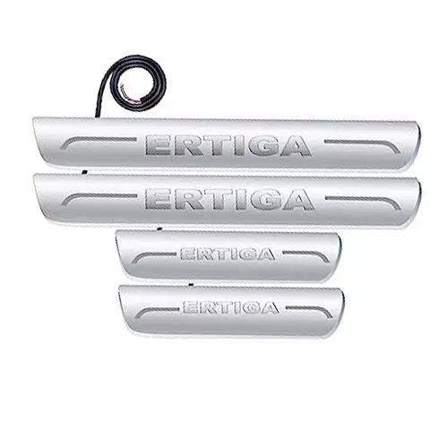 Auto Pearl Car Door Foot Step Led Sill/Scuff Plates Mirror Finish Silver Compatible For Maruti Suzuki Ertiga T1 (2012-2014), LEDSillPLATE_Sil_ErtigaT1_2012_14 (Set of 4)