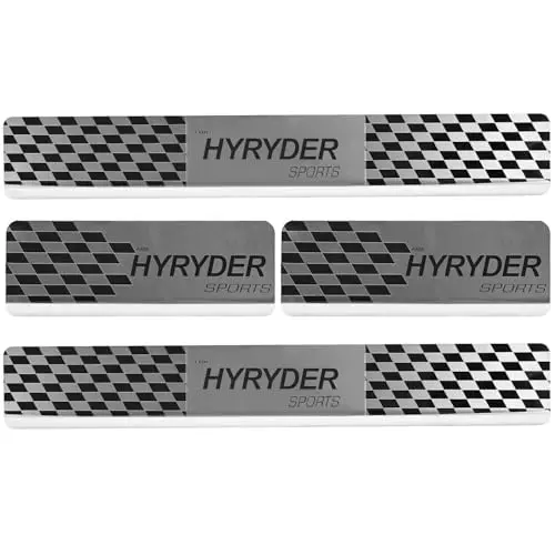AllExtreme Car Door Foot Step Sill Plate Mirror Finish Silver Stainless Stee Compatible For Hyryder  (Set of 4)