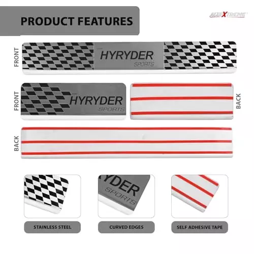 AllExtreme Car Door Foot Step Sill Plate Mirror Finish Silver Stainless Stee Compatible For Hyryder  (Set of 4)