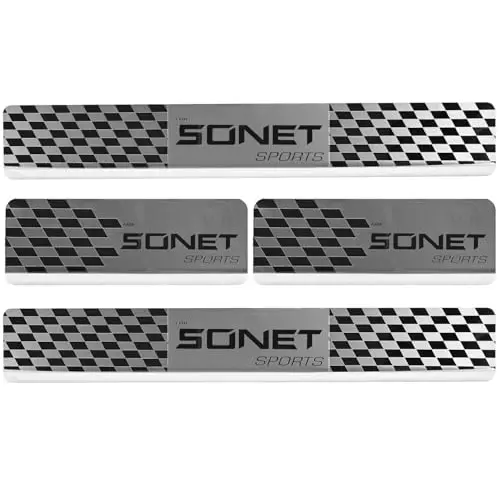 AllExtreme Car Door Foot Step Sill Plate Mirror Finish Silver Stainless Stee Compatible For Sonet  (Set of 4)