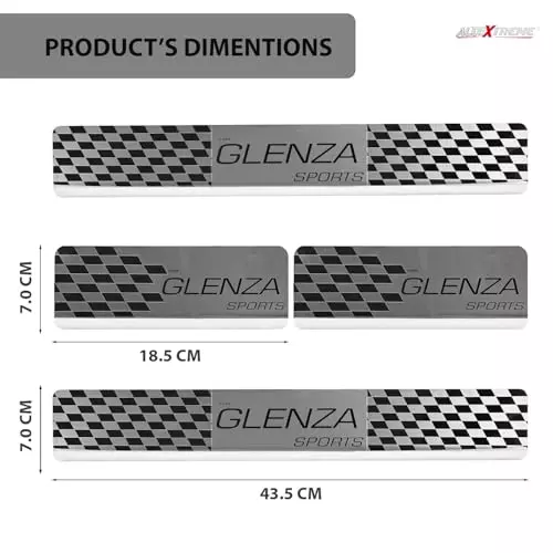 AllExtreme Car Door Foot Step Sill Plate Mirror Finish Silver Stainless Stee Compatible For Glenza  (Set of 4)