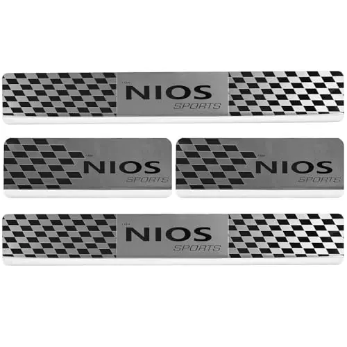 AllExtreme Car Door Foot Step Sill Plate Mirror Finish Silver Stainless Stee Compatible For Nios  (Set of 4)