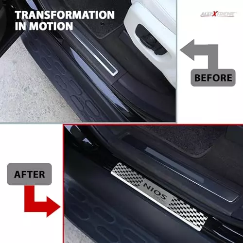 AllExtreme Car Door Foot Step Sill Plate Mirror Finish Silver Stainless Stee Compatible For Nios  (Set of 4)