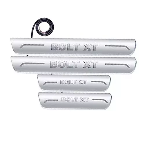Auto Pearl Car Door Foot Step Led Sill/Scuff Plates Mirror Finish Silver Compatible For Tata Bolt Xt Model, LEDSillPLATE_Sil_BoltXTModel (Set of 4)