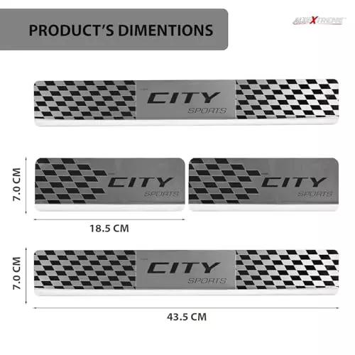 AllExtreme Car Door Foot Step Sill Plate Mirror Finish Silver Stainless Stee Compatible For City  (Set of 4)