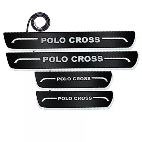 Auto Pearl Car Door Foot Step Led Sill/Scuff Plates Mirror Finish Black Compatible For Volkswagen Polo Cross, LEDBlklPLATE_Blk_PoloCross (Set of 4)-picture-10