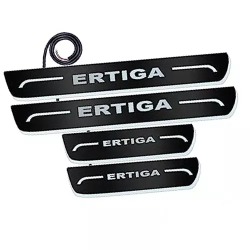 Auto Pearl Car Door Foot Step Led Sill/Scuff Plates Mirror Finish Black Compatible For Maruti Suzuki Ertiga T1 (2012-2014), LEDBlklPLATE_Blk_ErtigaT1_2012_14 (Set of 4)