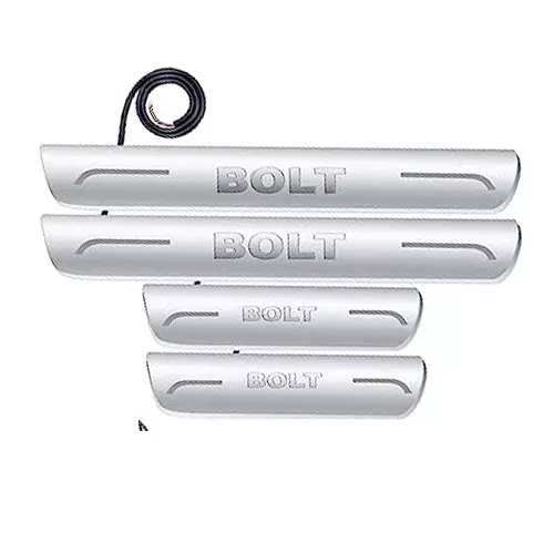 Auto Pearl Car Door Foot Step Led Sill/Scuff Plates Mirror Finish Silver Compatible For Tata Bolt, LEDSillPLATE_Sil_Bolt (Set of 4)