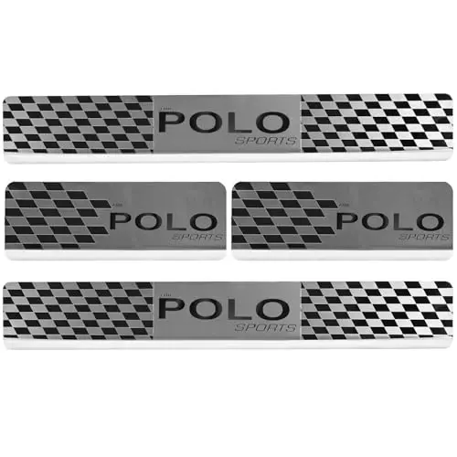 AllExtreme Car Door Foot Step Sill Plate Mirror Finish Silver Stainless Stee Compatible For Polo (Set of 4)