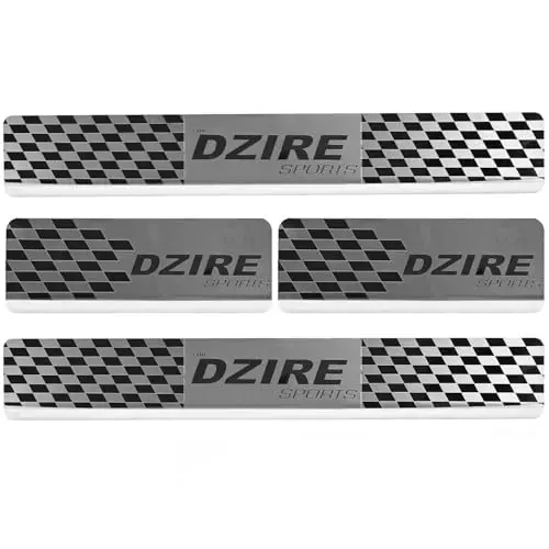 AllExtreme Car Door Foot Step Sill Plate Mirror Finish Silver Stainless Stee Compatible For Dzire  (Set of 4)