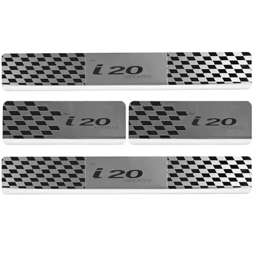 AllExtreme Car Door Foot Step Sill Plate Mirror Finish Silver Stainless Stee Compatible For I-20  (Set of 4)