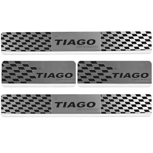 AllExtreme Car Door Foot Step Sill Plate Mirror Finish Silver Stainless Stee Compatible For Tiago  (Set of 4)