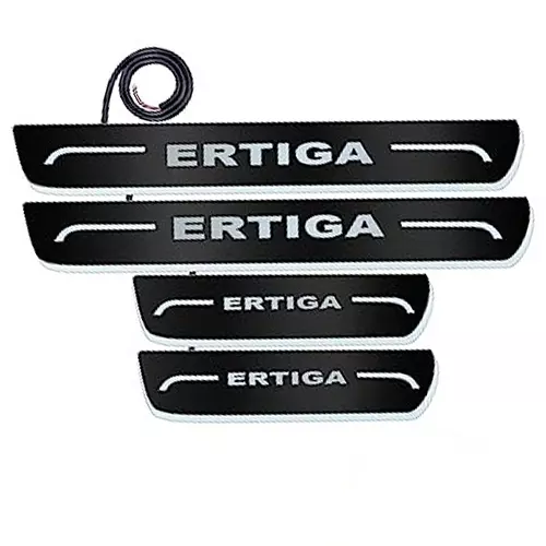 Auto Pearl Car Door Foot Step Led Sill/Scuff Plates Mirror Finish Black Compatible For Maruti Suzuki Ertiga 2019, LEDBlklPLATE_Blk_Ertiga2019 (Set of 4)
