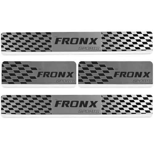 AllExtreme Car Door Foot Step Sill Plate Mirror Finish Silver Stainless Stee Compatible For Fronx  (Set of 4)