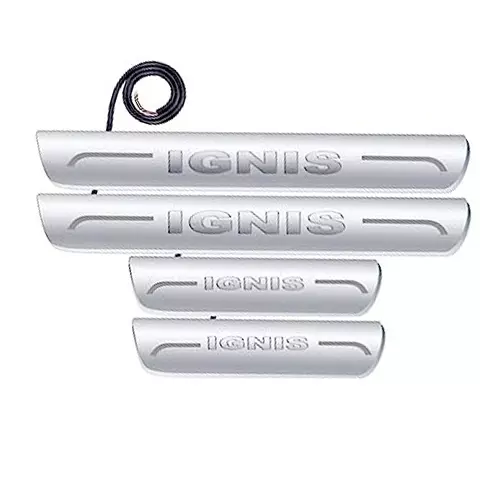 Auto Pearl Car Door Foot Step Led Sill/Scuff Plates Mirror Finish Silver Compatible For Maruti Suzuki Ignis (2017-2019), LEDSillPLATE_Sil_Ignis2017_19 (Set of 4)