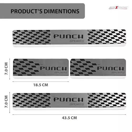 AllExtreme Car Door Foot Step Sill Plate Mirror Finish Silver Stainless Stee Compatible For Punch (Set of 4)