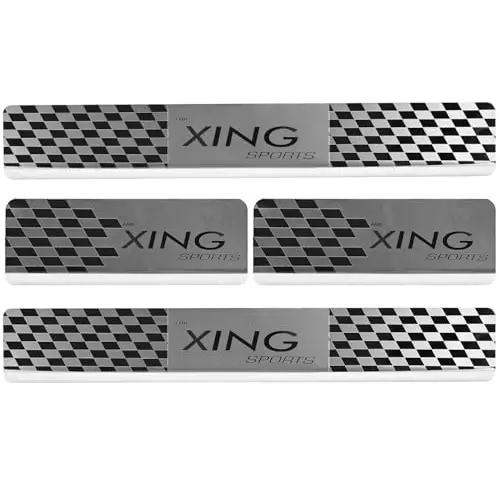 AllExtreme Car Door Foot Step Sill Plate Mirror Finish Silver Stainless Stee Compatible For Xing  (Set of 4)