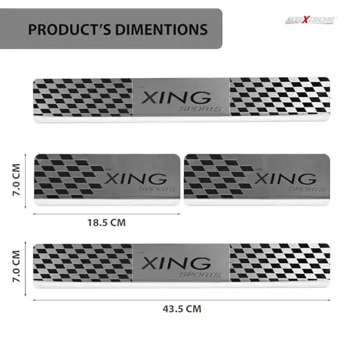 AllExtreme Car Door Foot Step Sill Plate Mirror Finish Silver Stainless Stee Compatible For Xing  (Set of 4)