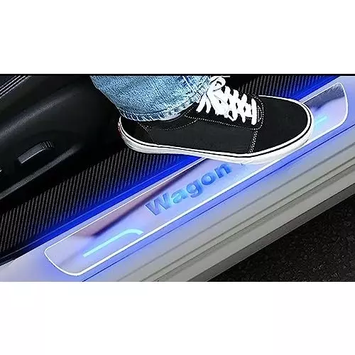 Auto Pearl Car Door Foot Step Led Sill/Scuff Plates Mirror Finish Silver Compatible For Maruti Suzuki Wagonr (2019-2020), LEDSillPLATE_Sil_WagonR2019_20 (Set of 4)