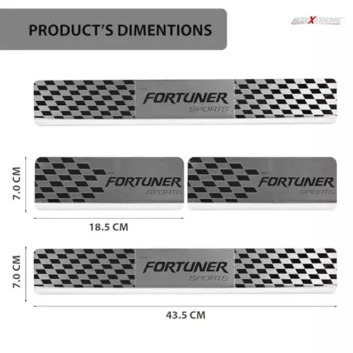 AllExtreme Car Door Foot Step Sill Plate Mirror Finish Silver Stainless Stee Compatible For N-Fortuner (Set of 4)