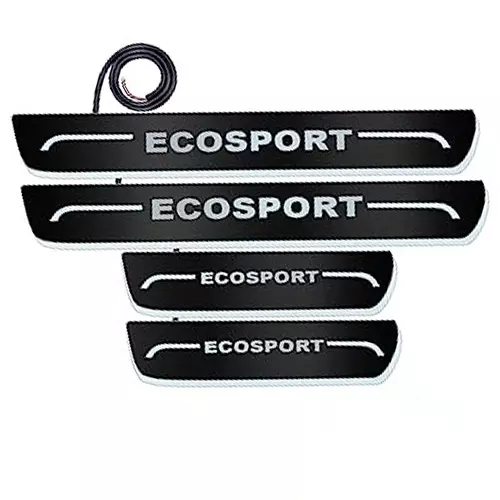 Auto Pearl Car Door Foot Step Led Sill/Scuff Plates Mirror Finish Black Compatible For Ford Ecosport (2013-2016), LEDBlklPLATE_Blk_Ecosport2013_16 (Set of 4)