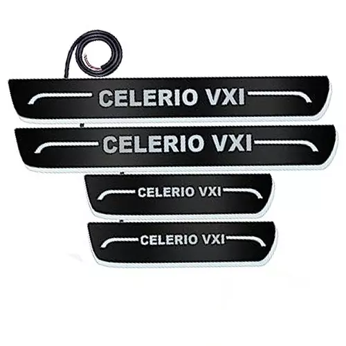 Auto Pearl Car Door Foot Step Led Sill/Scuff Plates Mirror Finish Black Compatible For Maruti Suzuki Celerio Vxi 2014, LEDBlklPLATE_Blk_CelerioVXI2014 (Set of 4)