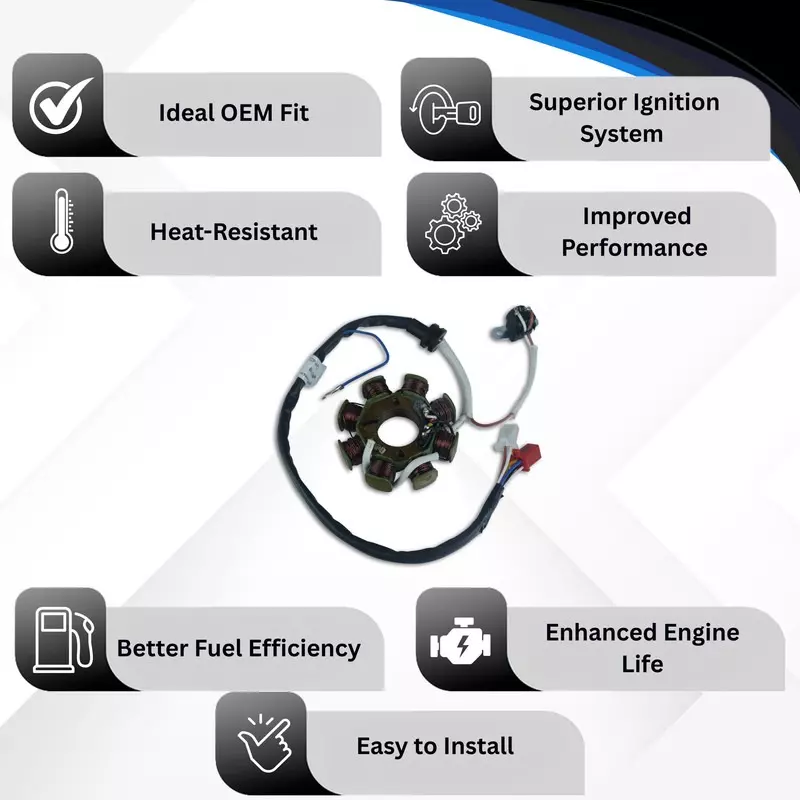 Varroc Coil Plate Assembly High-Performance Copper Winding for TVS Apache RTR 160, Apache RTR 180, MGCP-APCH-N950