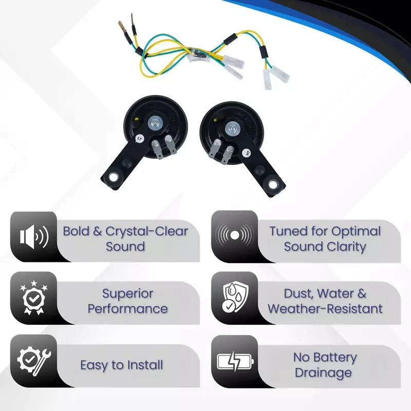 Varroc Horn Set 70 mm Dual Tone (PLSR N M Heavy Duty) 12 V Bold & Crystal-Clear Sound Sealed Design, K353096100