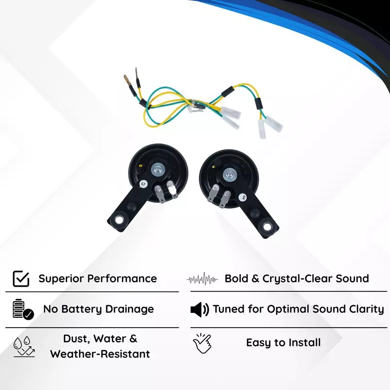 Varroc Horn Set 70 mm Dual Tone (PLSR N M Heavy Duty) 12 V Bold & Crystal-Clear Sound Sealed Design, K353096100