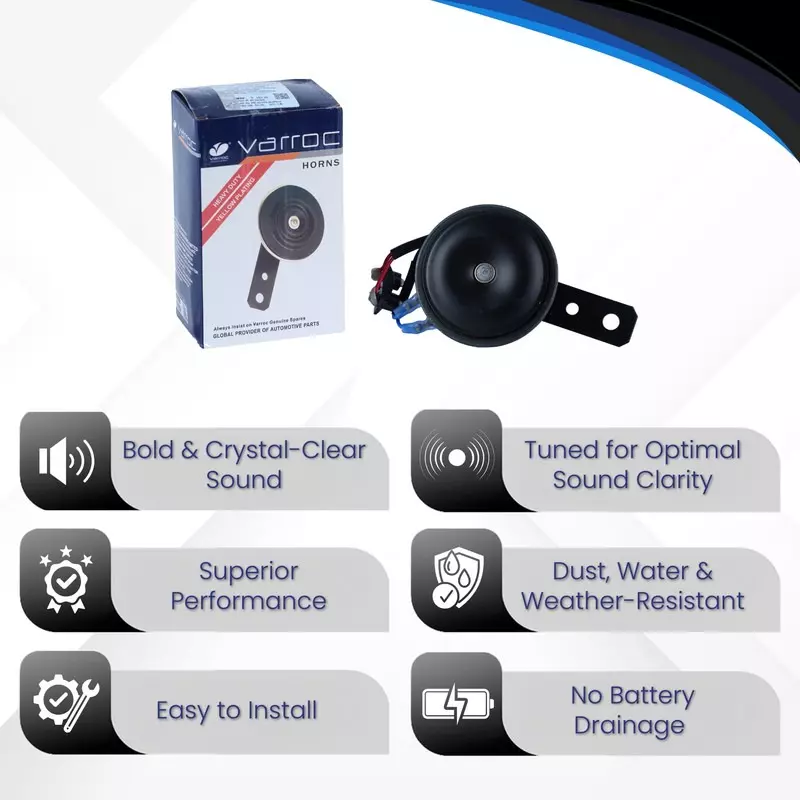 Varroc Horn 75 mm Bold & Crystal-Clear Sound Sealed Design AC/DC Compatible, K353142400