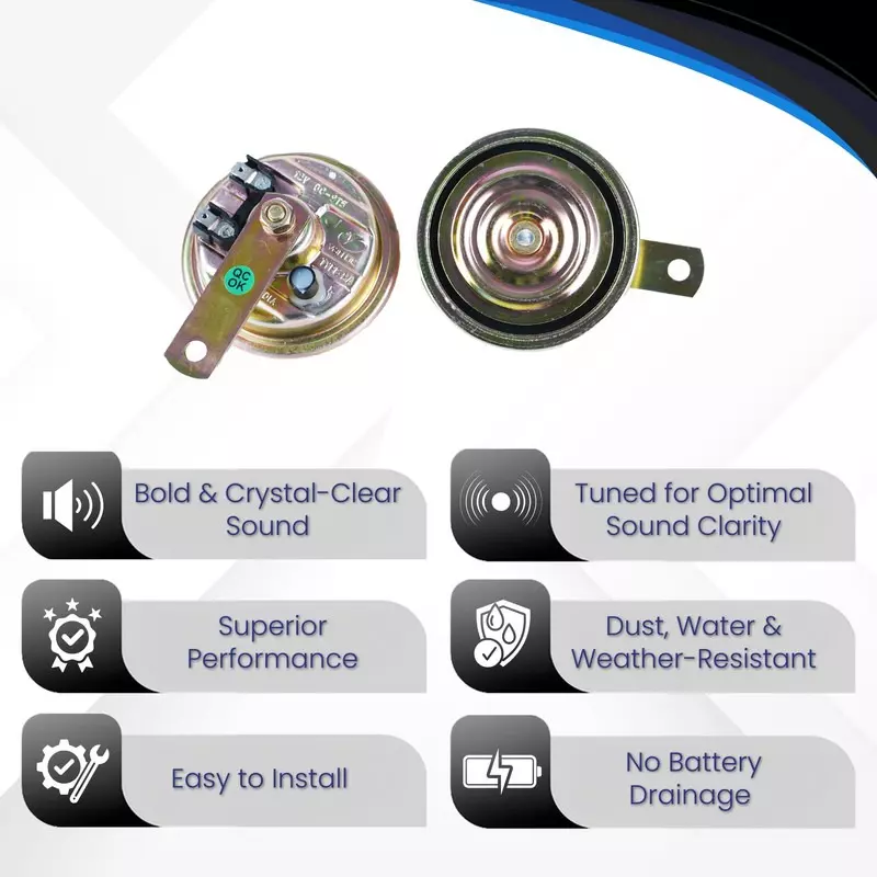 Varroc Horn Set 95 mm Dual Tone (Yellow K95) 12 V Bold & Crystal-Clear Sound Sealed Design, K353161700