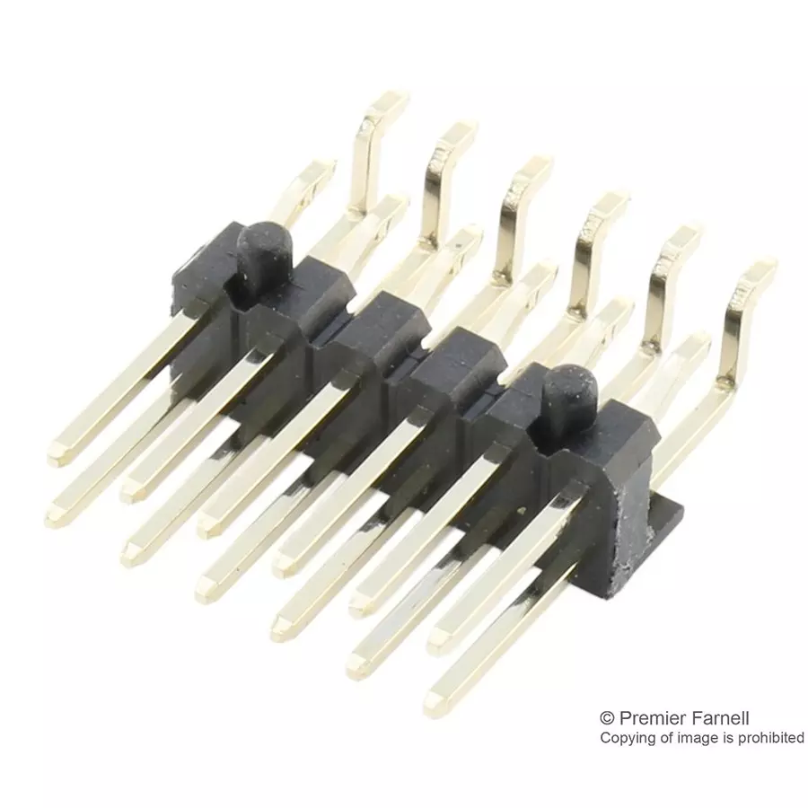 MULTICOMP PRO Pin Headers CONNECTOR, HEADER, 12POS, R/A, 2.54MM, 2213R-12G-SM-7576APR (Pack of 350)