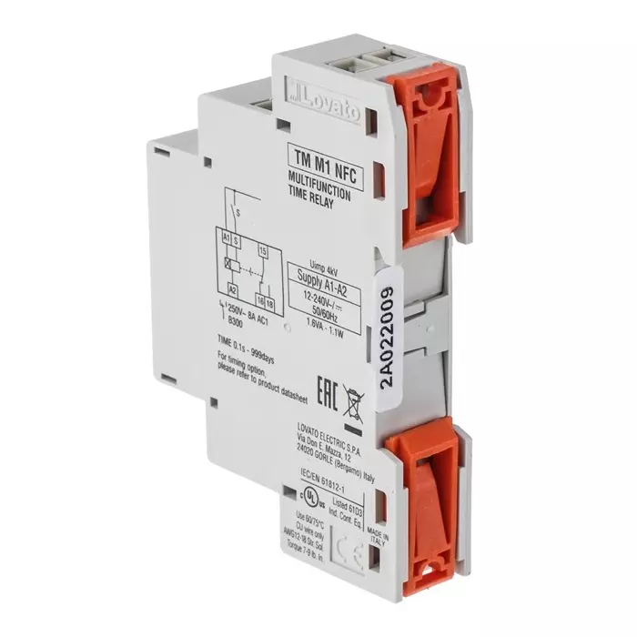 Lovato DIN Rail Mount Timer Relay, 12 - 240 V AC/DC, 2-Contact, 0.1 s - 999h, SPDT, T mm1NFC