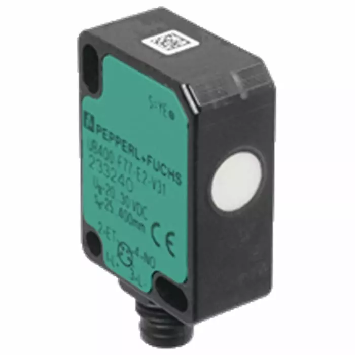 PEPPERL+FUCHS Ultrasonic Block Ultrasonic Sensor M8 10 to 100 mm Detection PNP NC 24 V, UB100-F77-E3-V31
