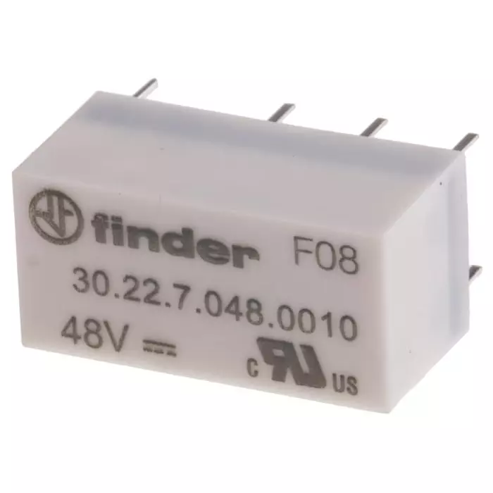 Finder PCB Mount Signal Relay 48 V DC Coil 2 A Switching Current DPDT, 30.22.7.048.0010