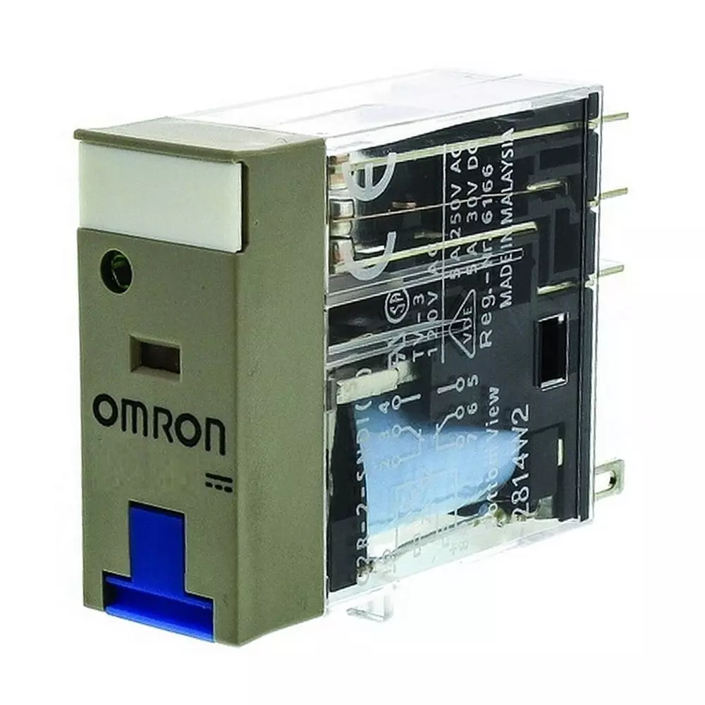 Omron Relay Plug-in 8-Pin DPDT 5 A Mechanical & LED Indicators Lockable Test Button Label Facility, G2RN8837G