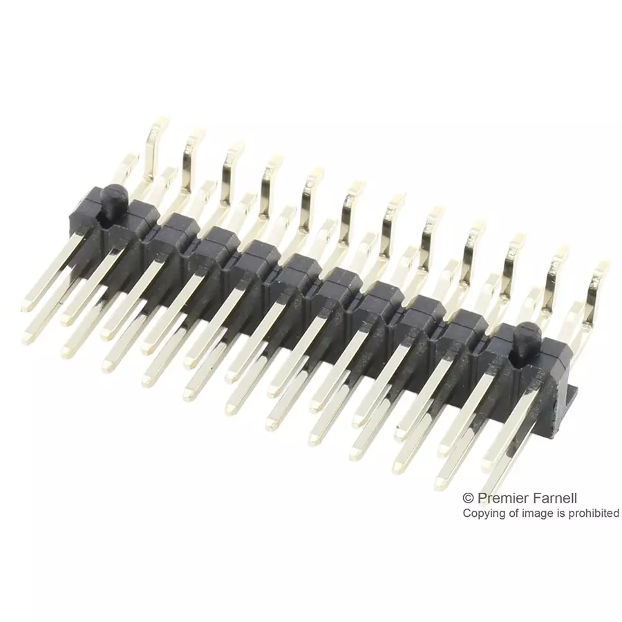 MULTICOMP PRO Pin Headers CONNECTOR, HEADER, 24POS, R/A, 2.54MM, 2213R-24G-SM-7576APR (Pack of 350)