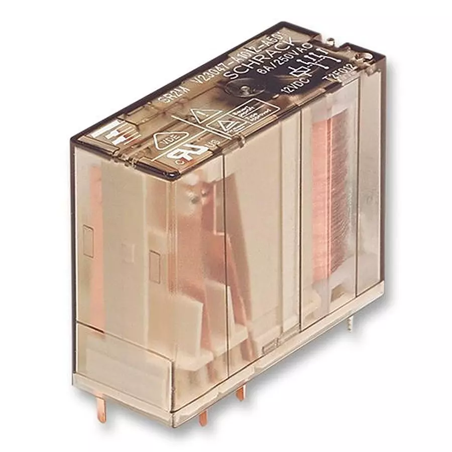 SCHRACK - TE CONNECTIVITY FORCE GUIDED RELAY, DPDT, 6A, 250VAC, TH, V23047A1048A501