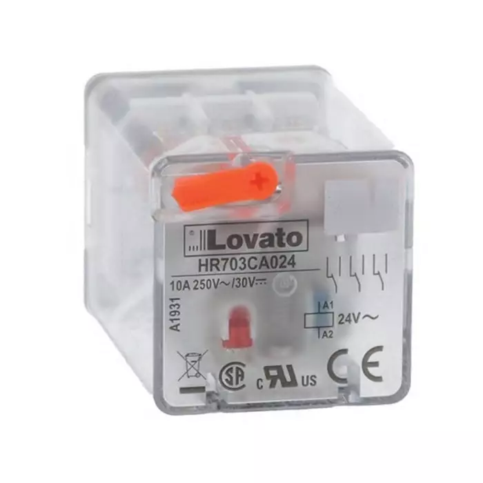Lovato DIN Rail Non-Latching Relay, 24 V AC Coil, 8A Switching Current, 3PDT, HR703CA024