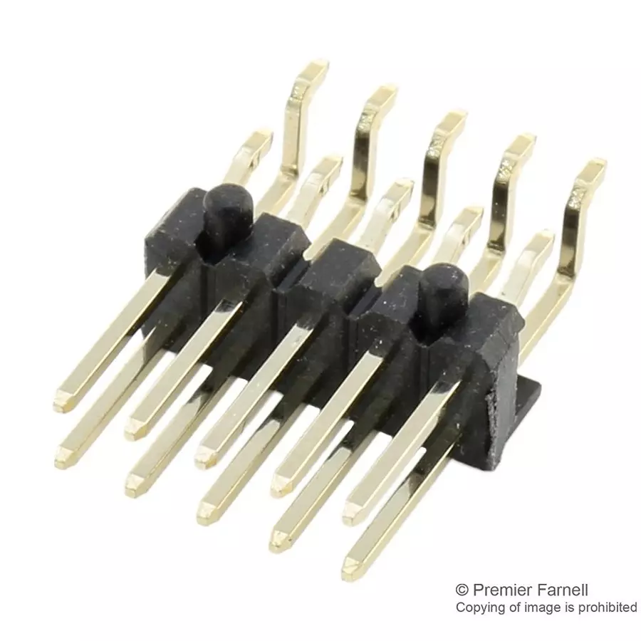 MULTICOMP PRO Pin Headers CONNECTOR, HEADER, 10POS, R/A, 2.54MM, 2213R-10G-SM-7576APR (Pack of 350)