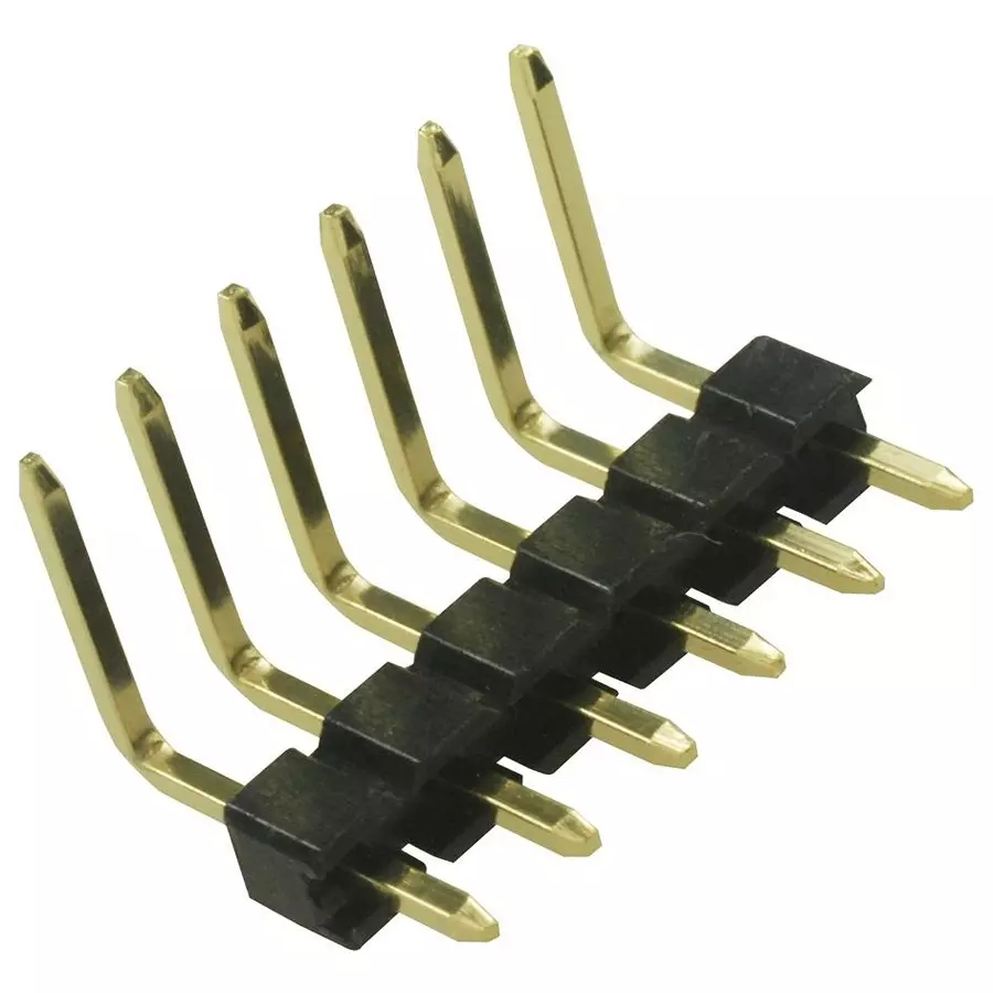 MULTICOMP PRO Pin Headers CONNECTOR, HEADER, THT, RA, 2.54MM, 6WAY, MC34751 (Pack of 15)
