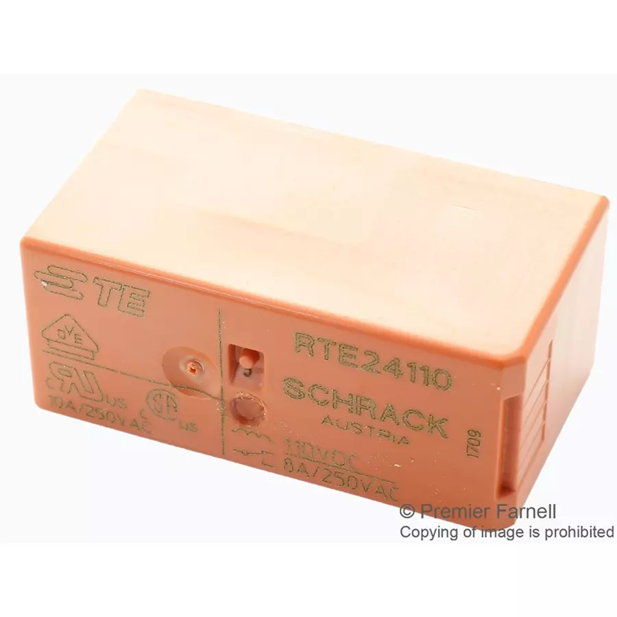 SCHRACK - TE CONNECTIVITY POWER RELAY, DPDT, 10A, 250VAC, TH, RTE24110
